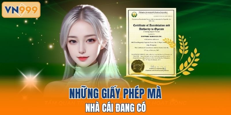 Những giấy phép mà nhà cái đang có